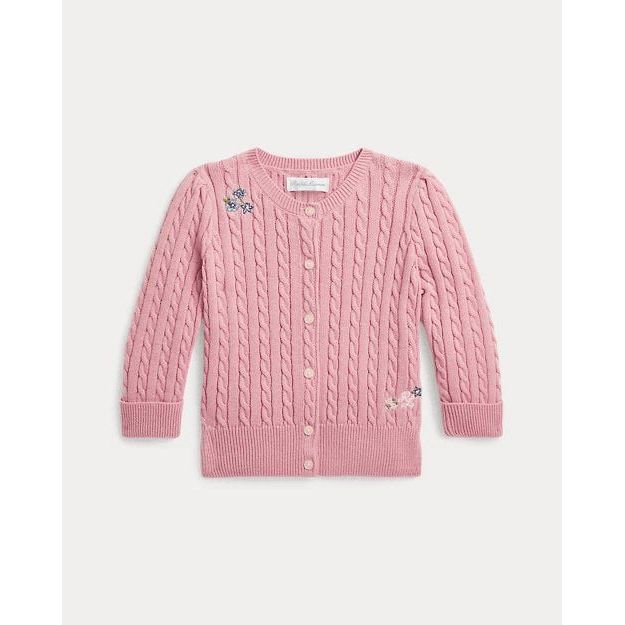 RALPH LAUREN Floral Mini-Cable Cotton Cardigan