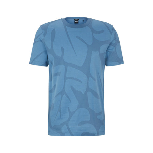 Load image into Gallery viewer, BOSSCOTTON T-SHIRT WITH TWO-TONE MONSTERA LEAF MOTIF - Yooto
