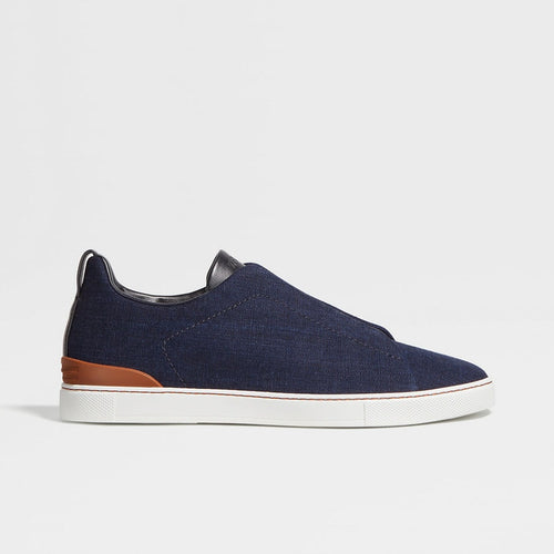 Load image into Gallery viewer, ZEGNA NAVY BLUE COTTON DENIM TRIPLE STITCH™ SNEAKERS
