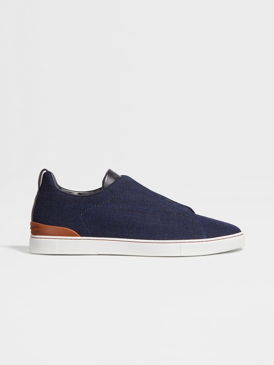 ZEGNA NAVY BLUE COTTON DENIM TRIPLE STITCH™ SNEAKERS