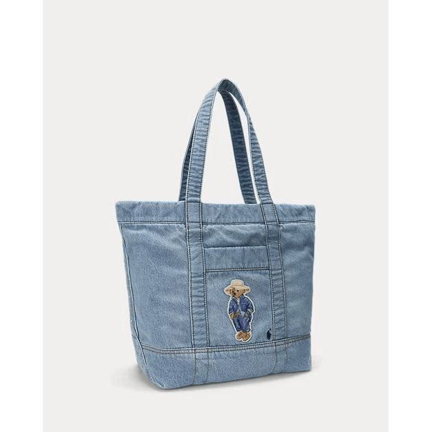 RALPH LAUREN Polo Bear Denim Medium Tote