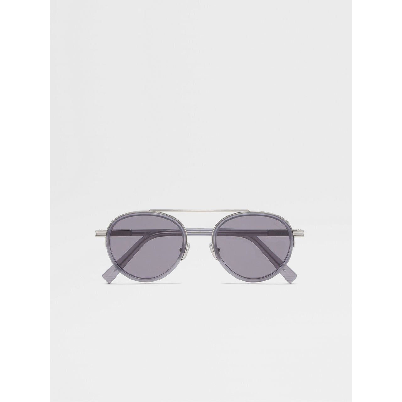 ZEGNA OPAL GREY ORIZZONTE II ACETATE AND METAL SUNGLASSES