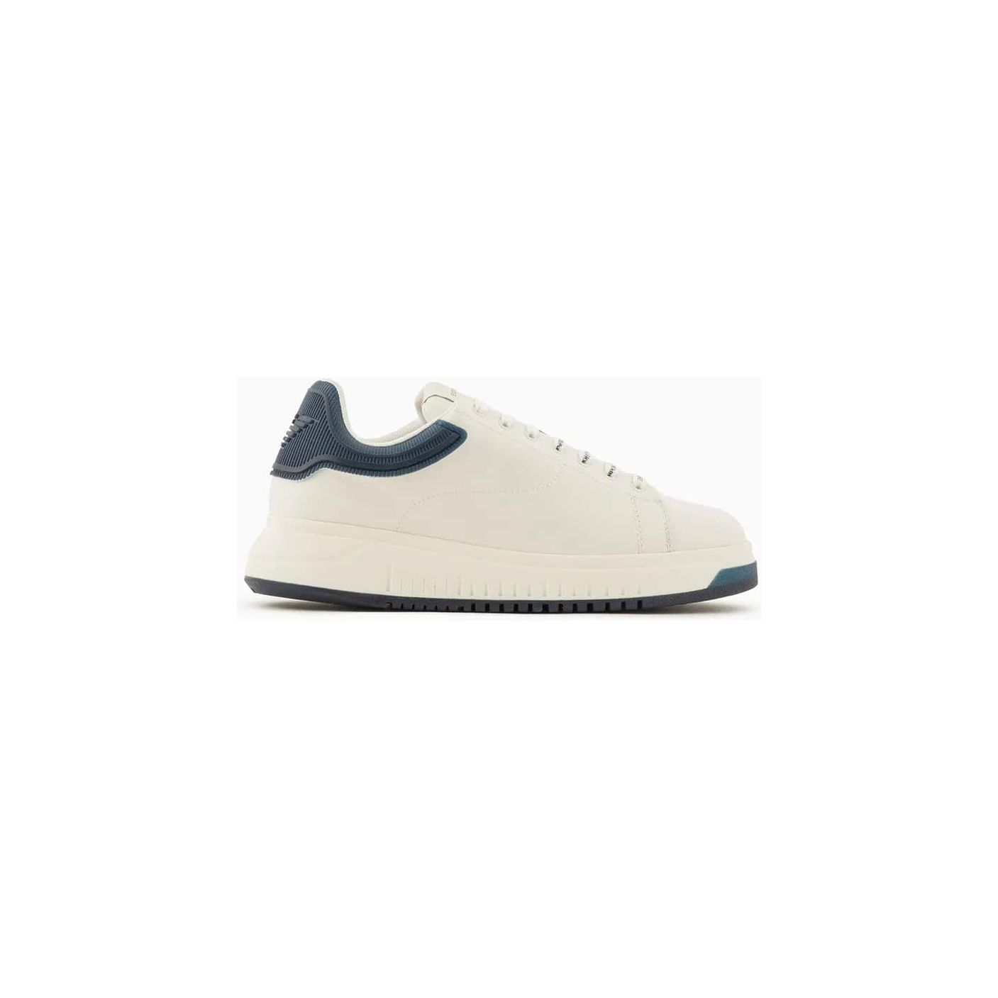 EMPORIO ARMANI LEATHER SNEAKERS WITH SEMI-TRANSPARENT BACK AND KNURLED SOLE - Yooto