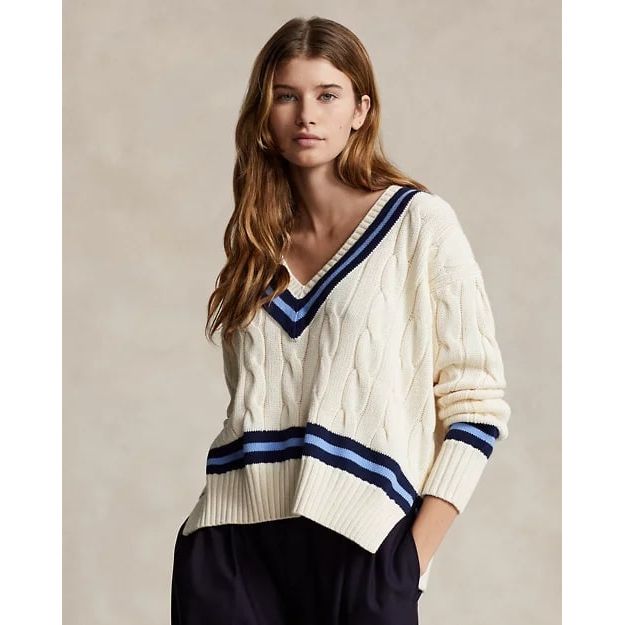 RALPH LAUREN Cable-Knit Cotton Cricket Jumper