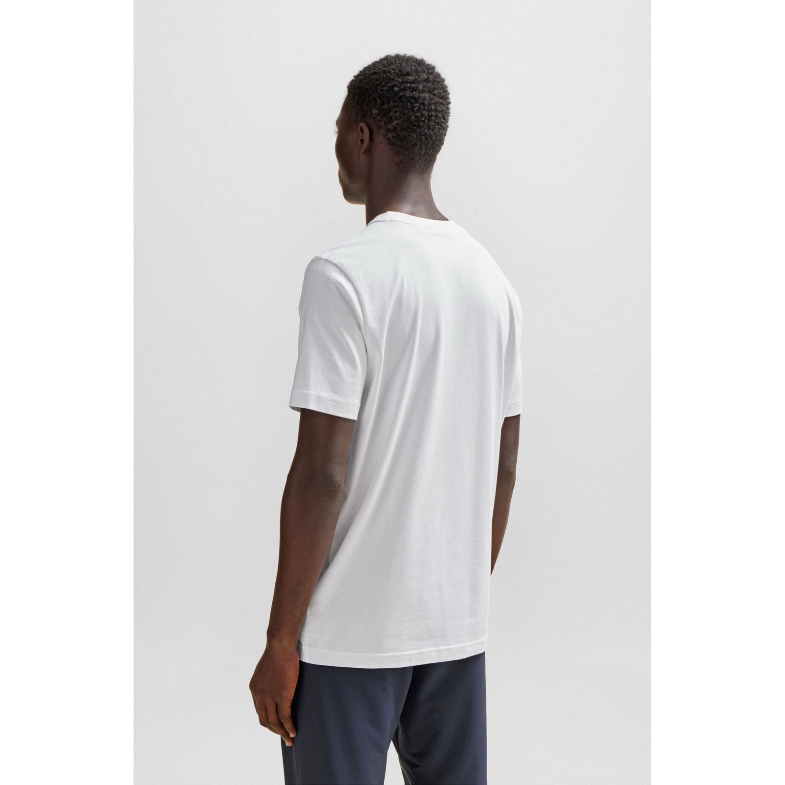 BOSS REGULAR FIT T-SHIRT IN STRETCH COTTON WITH CONTRASTING LOGO - Yooto