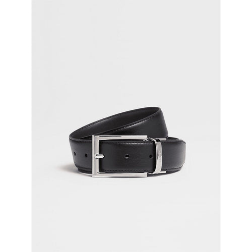 Load image into Gallery viewer, ZEGNA BLACK AND DARK BROWN REVERSIBLE LEATHER BELT
