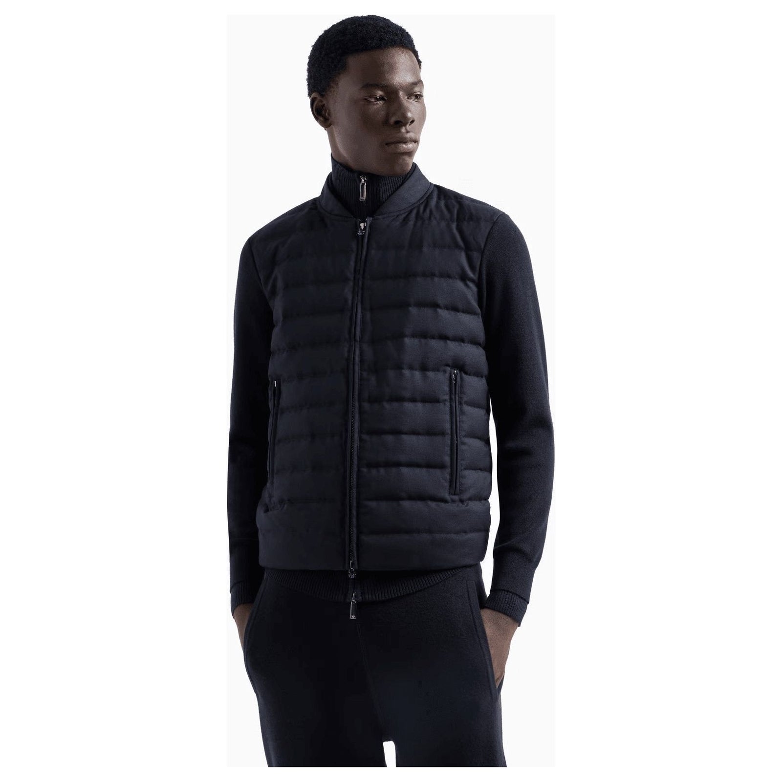 EMPORIO ARMANI Travel Essential knit blouson with quilted insert