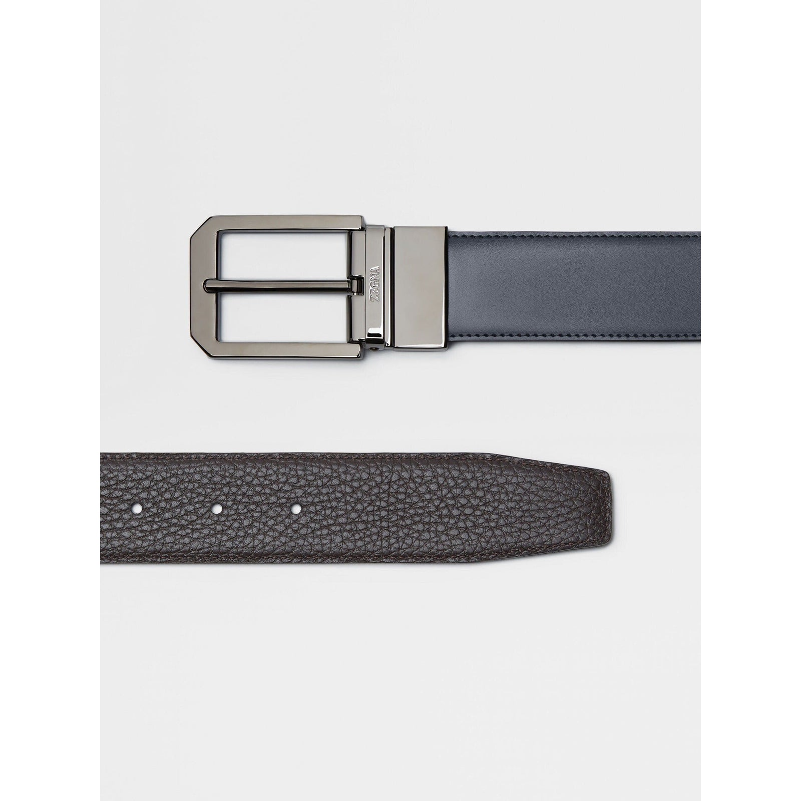 ZEGNA DARK BROWN LEATHER REVERSIBLE BELT