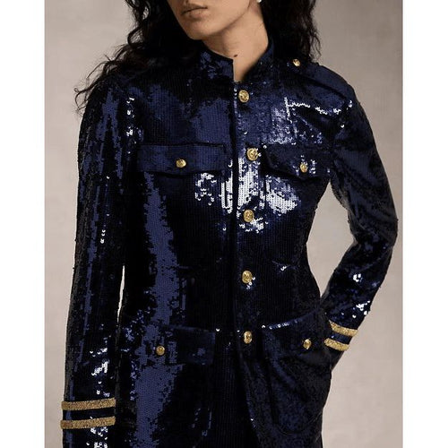 Load image into Gallery viewer, RALPH LAUREN Sequinned Stand-Collar Blazer
