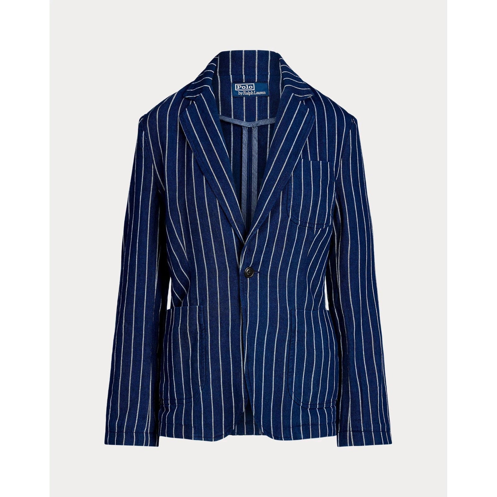 RALPH LAUREN Pinstripe Linen-Cotton Blazer