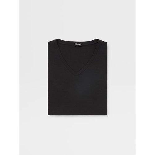 Load image into Gallery viewer, ZEGNA BLACK STRETCH MODAL V-NECK T-SHIRT
