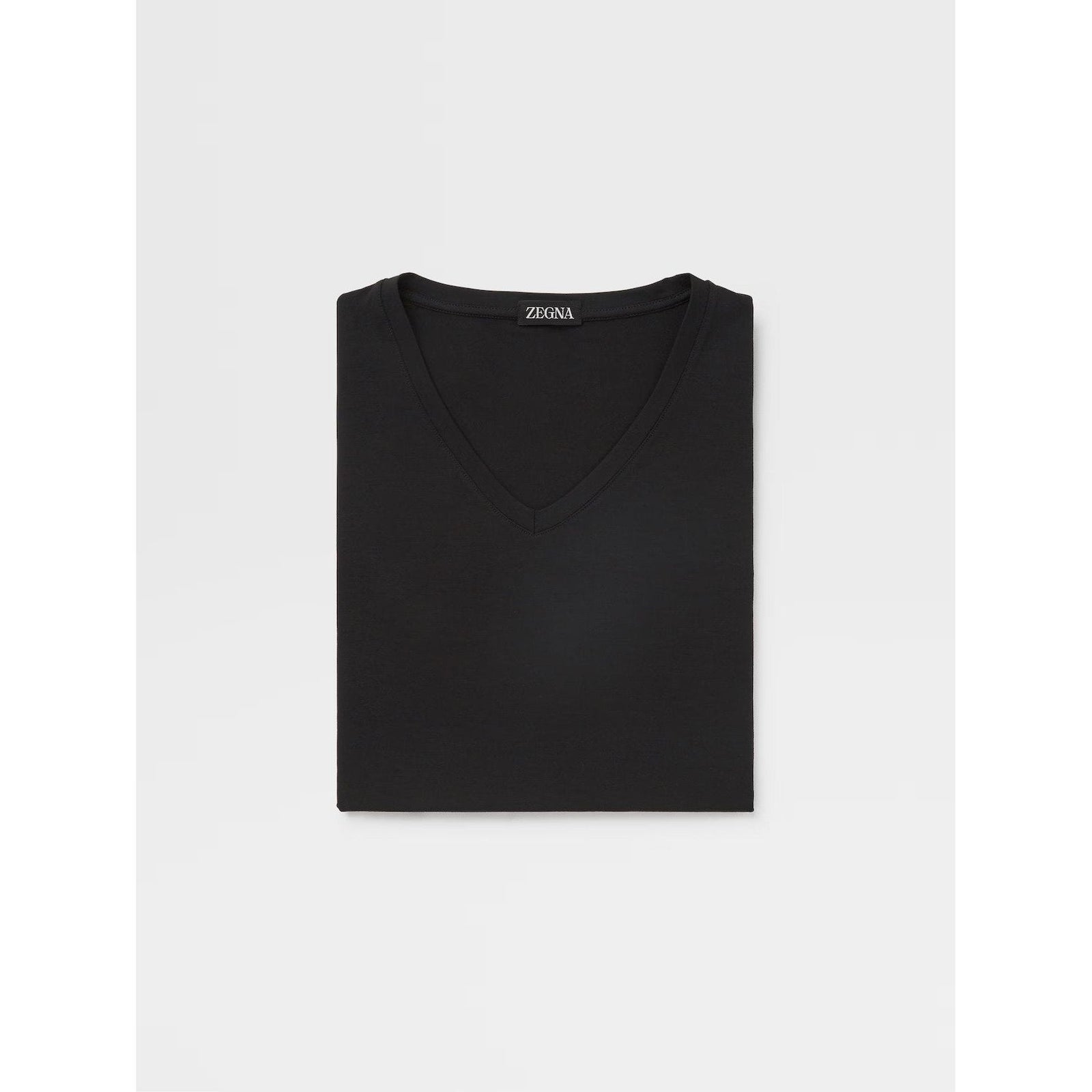 ZEGNA BLACK STRETCH MODAL V-NECK T-SHIRT