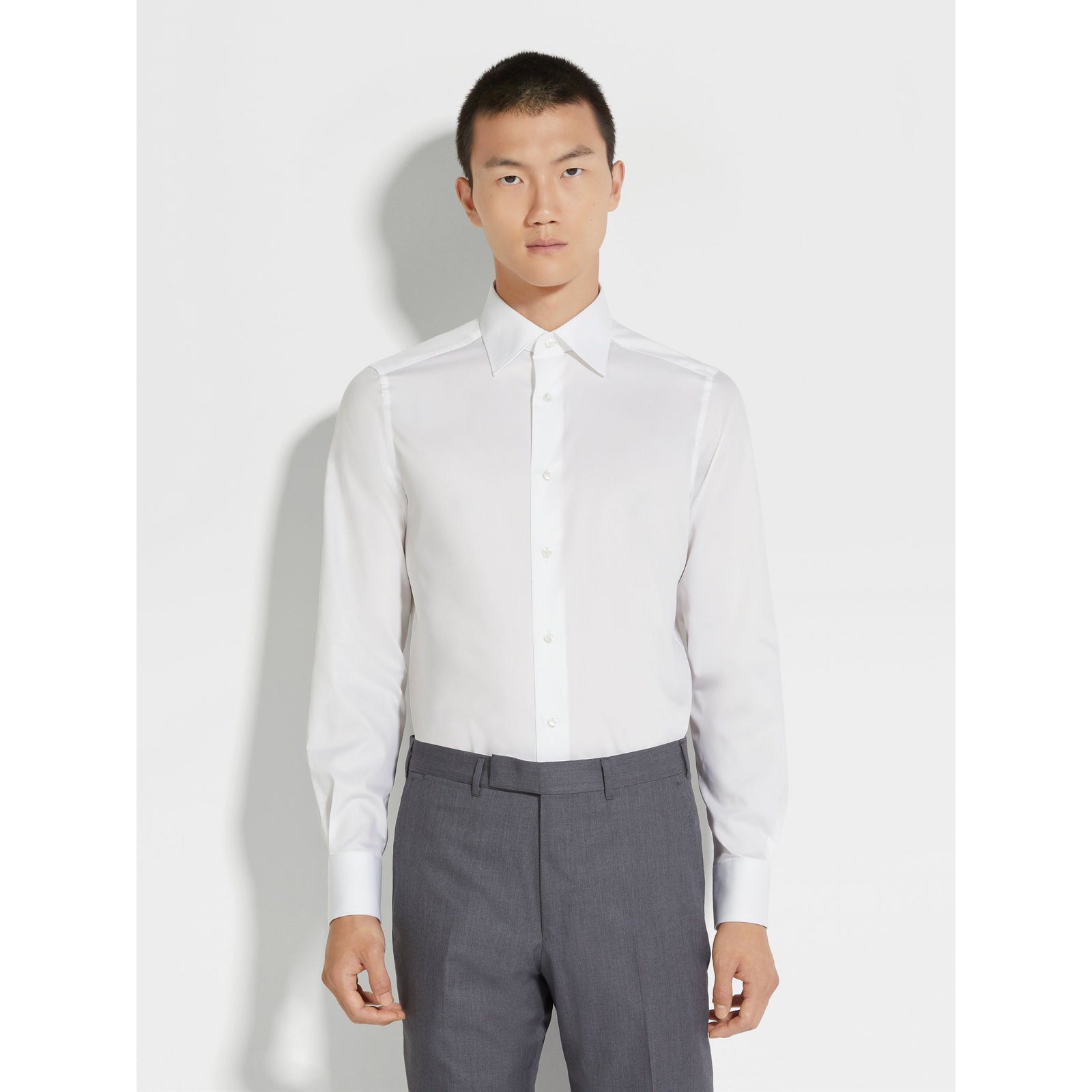 ZEGNA WHITE 100FILI COTTON SHIRT