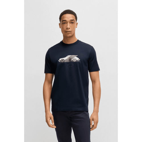 Load image into Gallery viewer, BOSS Porsche x BOSS mercerised-cotton T-shirt with collaborative branding
