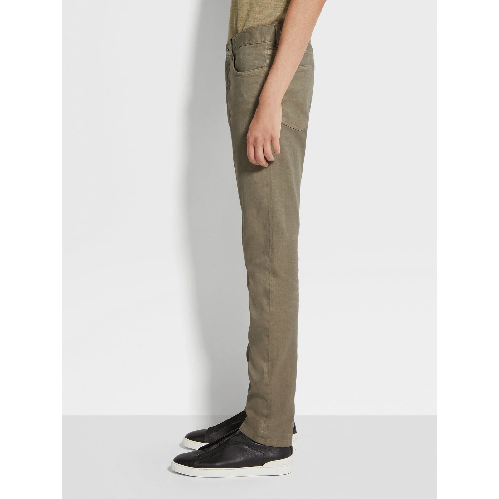 ZEGNA LIGHT BEIGE STRETCH LINEN AND COTTON ROCCIA JEANS