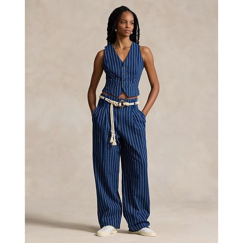 POLO RALPH LAUREN WIDE-LEG PINSTRIPE TWILL TROUSER