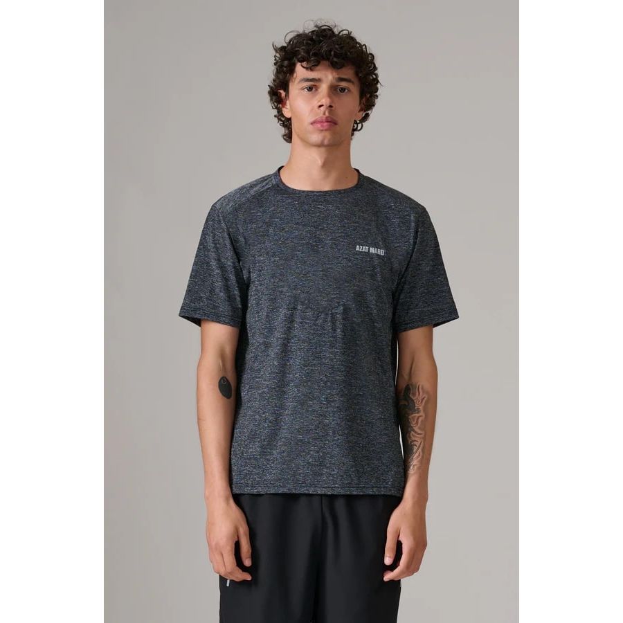 AZAT MARD BLACK/GREY MARL ACTIVEWEAR T-SHIRT - Yooto