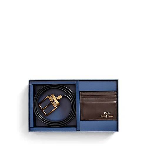 Load image into Gallery viewer, RALPH LAUREN Leather Belt &amp; Card Case Gift Set
