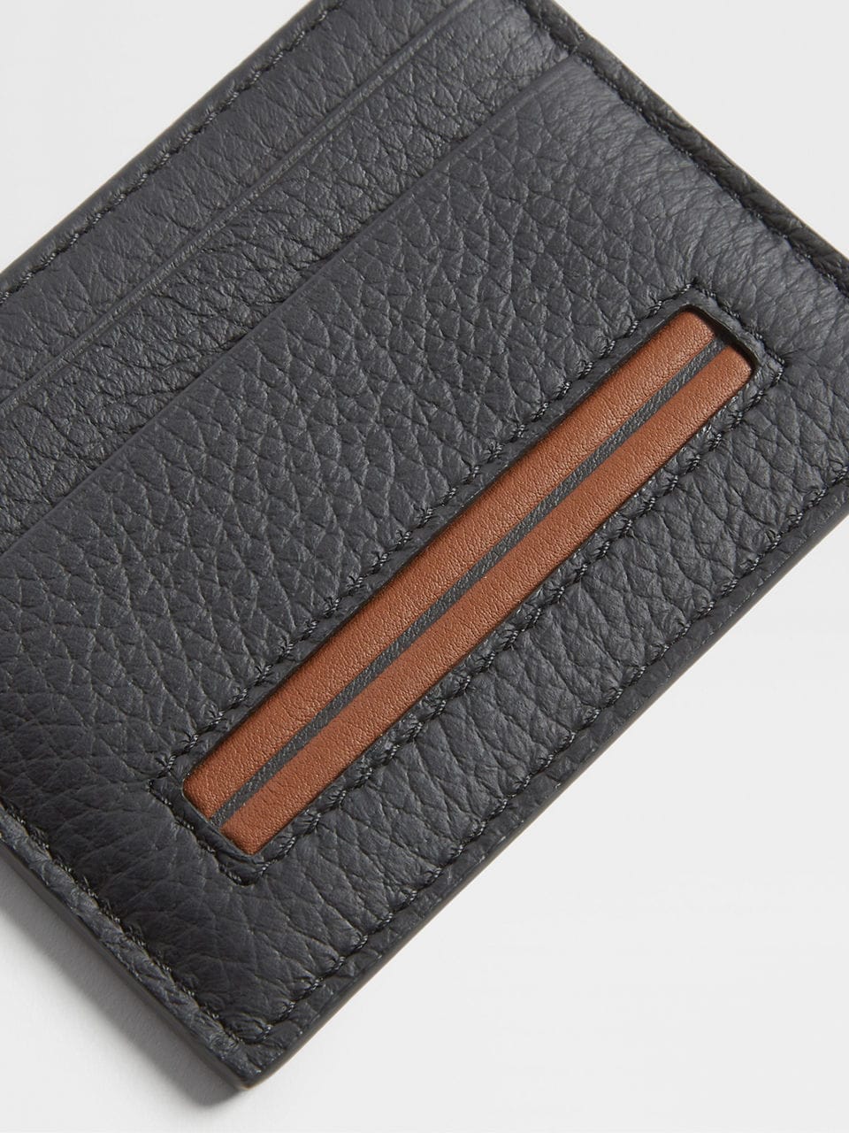 ZEGNA BLACK DEERSKIN CARD CASE