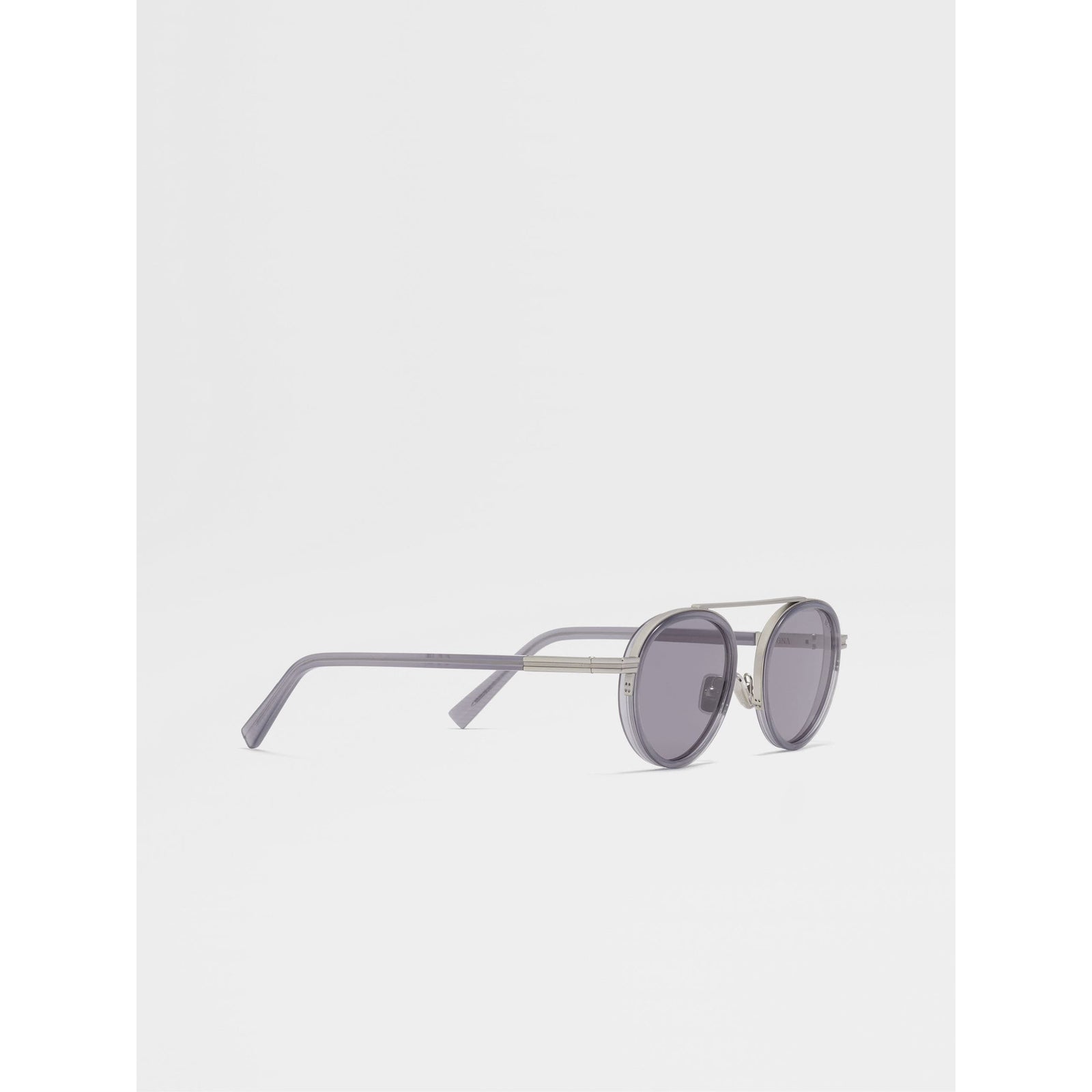 ZEGNA OPAL GREY ORIZZONTE II ACETATE AND METAL SUNGLASSES