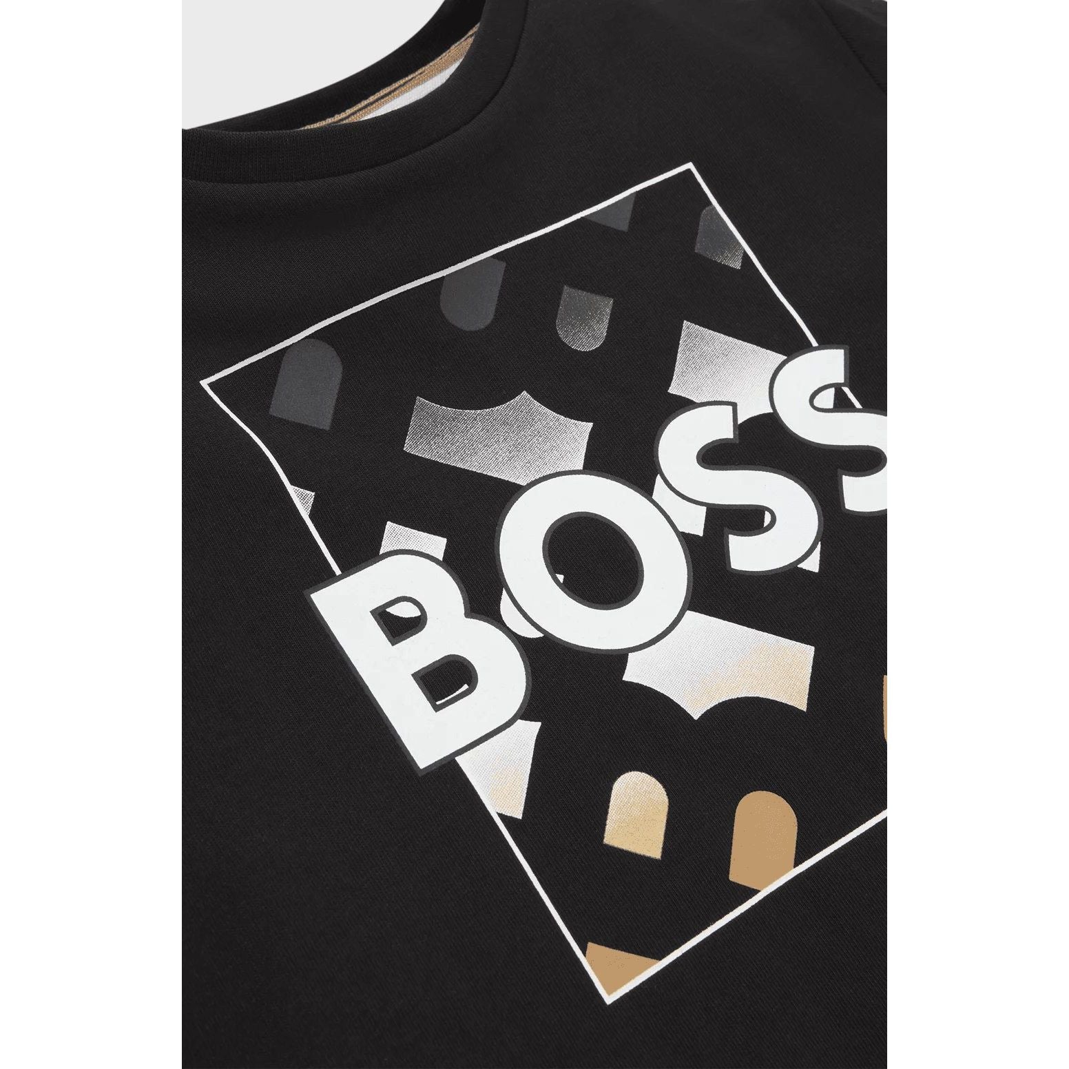 BOSS KIDS' T-SHIRT IN COTTON WITH MONOGRAMS AND LOGO PRINT