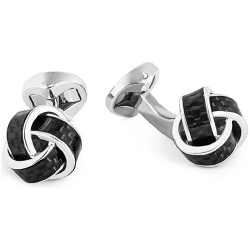 Load image into Gallery viewer, ZEGNA Black Carbon Fibre Knot Metal Cufflinks
