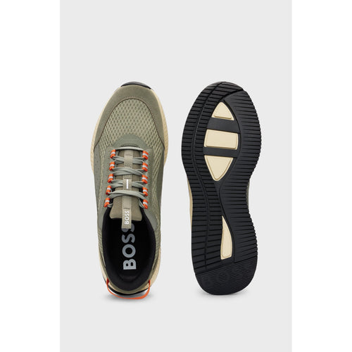 Load image into Gallery viewer, BOSS TTNM EVO SUEDE, LEATHER AND MESH TRAINERS WITH RIBBED SOLE
