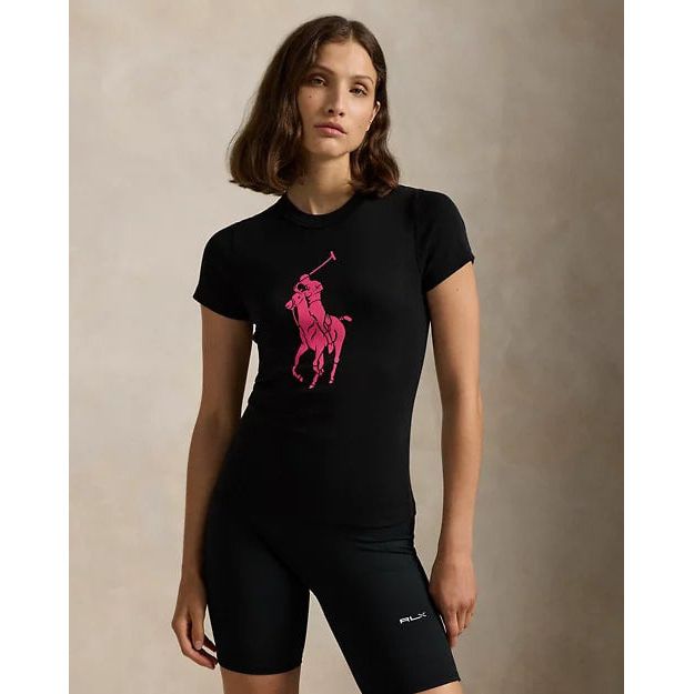 RALPH LAUREN Pink Pony Cotton Rib-knit Tee