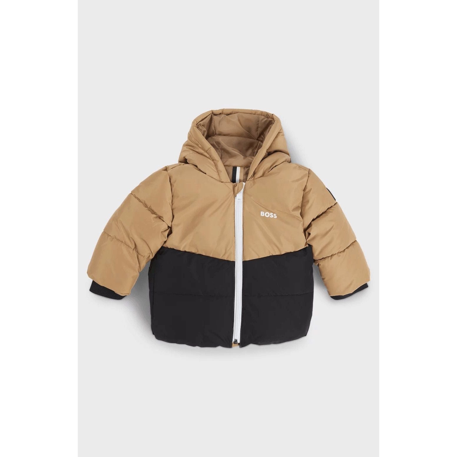 BOSS KIDS' HOODED COLOUR-BLOCK JACKET WITH PADDING