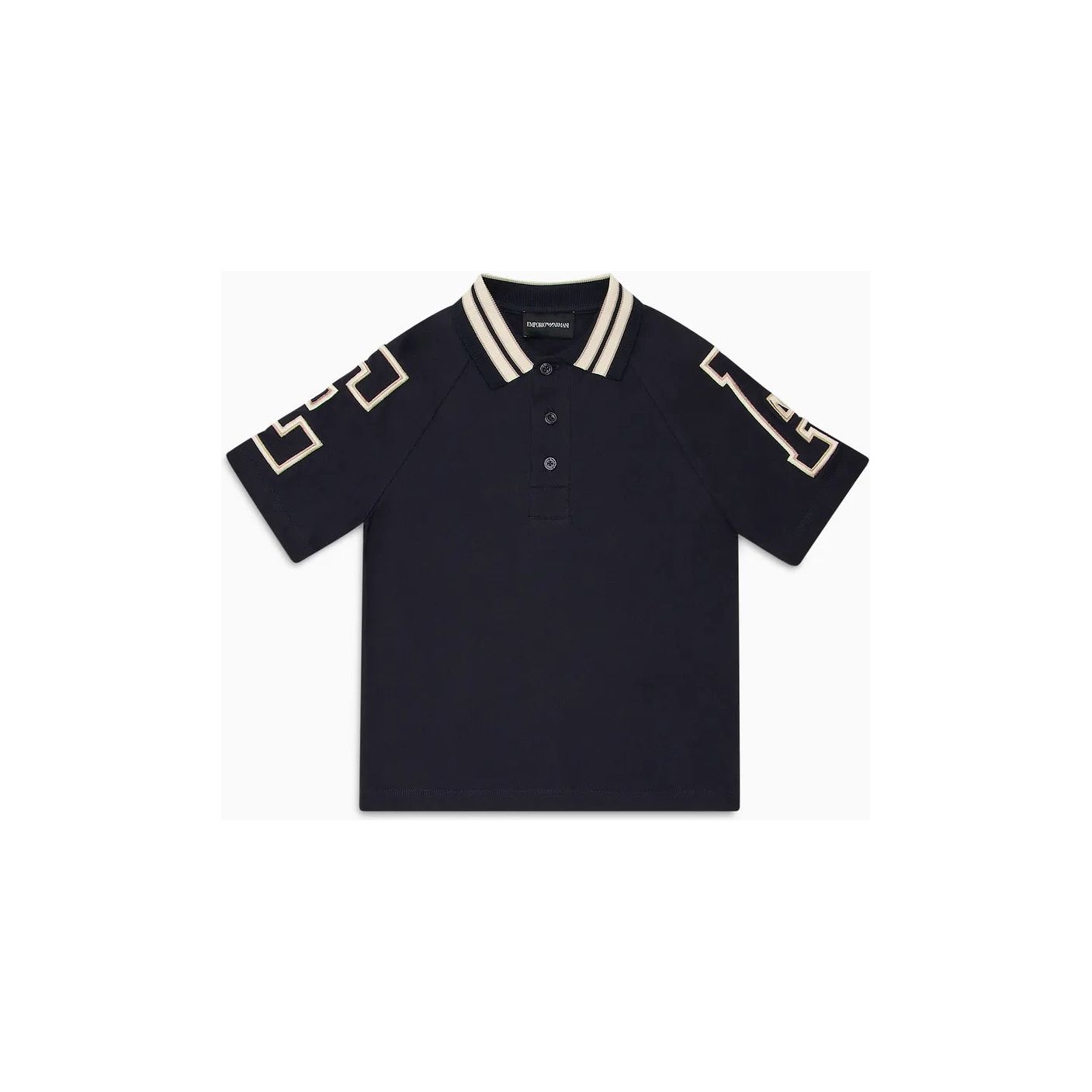 EMPORIO ARMANI KIDS COMFORT-FIT JERSEY POLO SHIRT WITH OVERSIZED EA EMBROIDERY