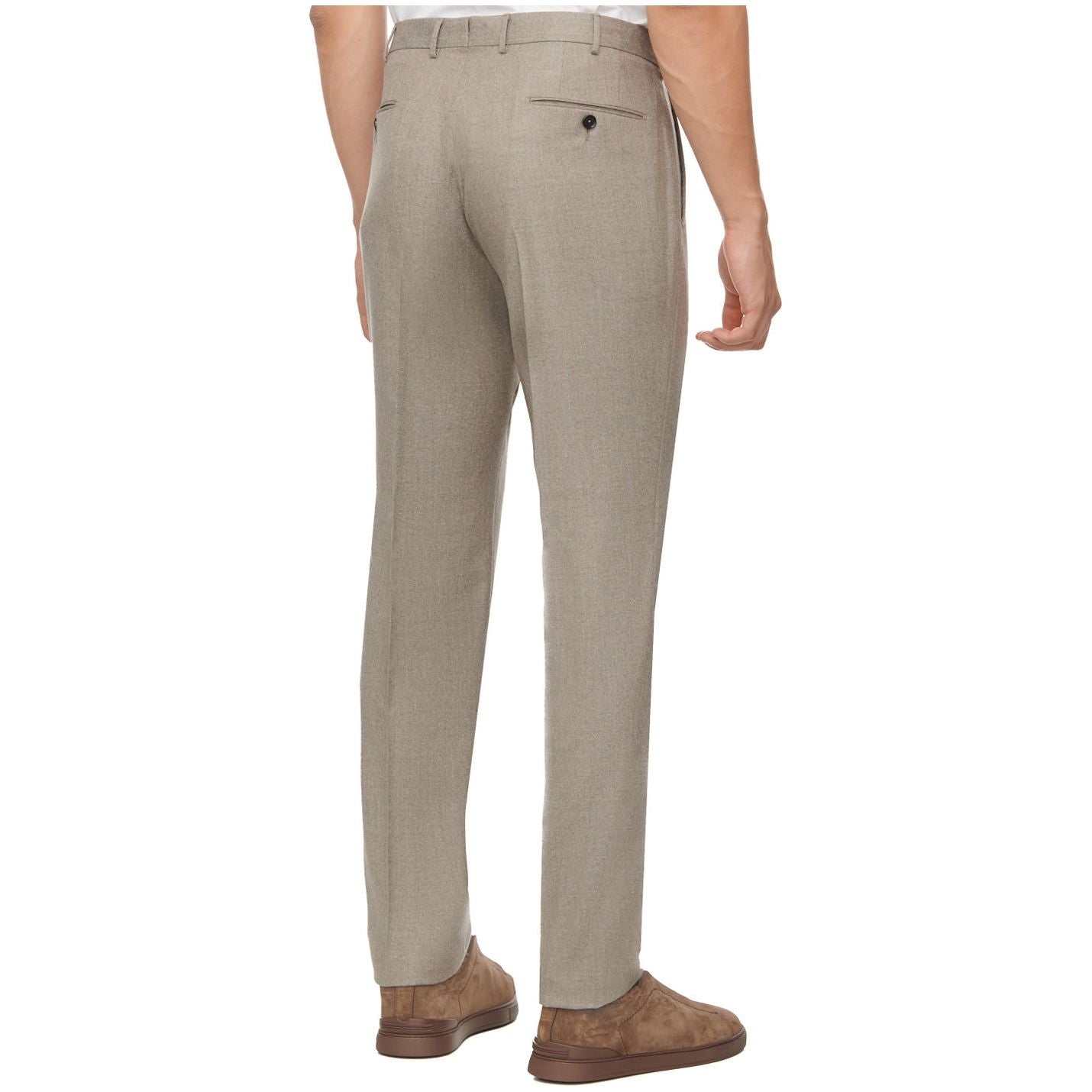 ZEGNA LIGHT TAUPE MÉLANGE WOOL TROUSERS