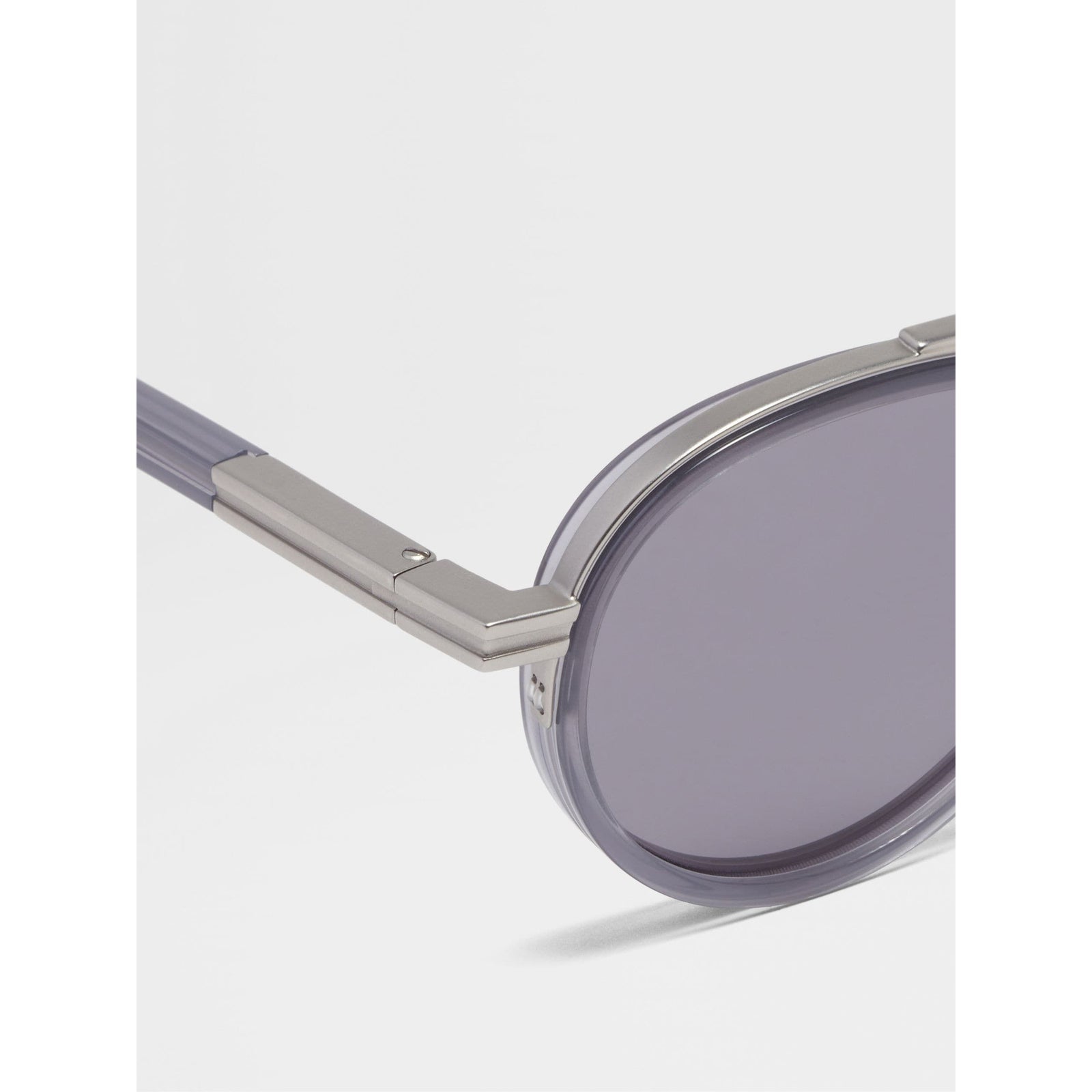 ZEGNA OPAL GREY ORIZZONTE II ACETATE AND METAL SUNGLASSES