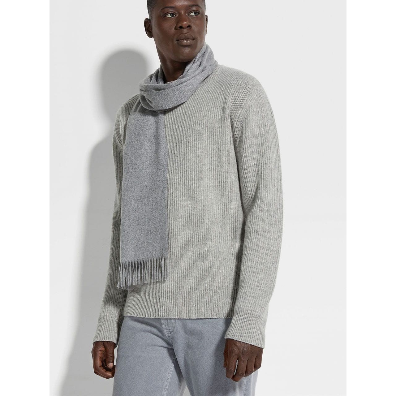 ZEGNA GREY OASI CASHMERE SCARF