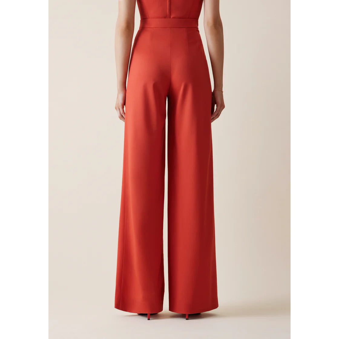 Antheia Wool Wide Leg Trousers in Red