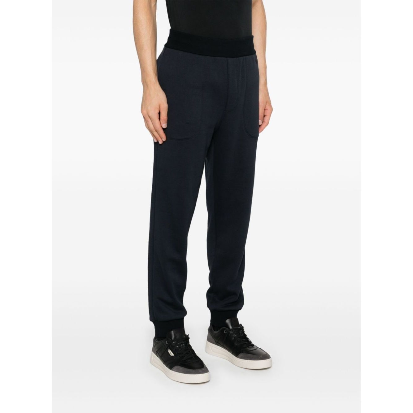 ZEGNA LOGO-EMBROIDERED COTTON BLEND JOGGERS