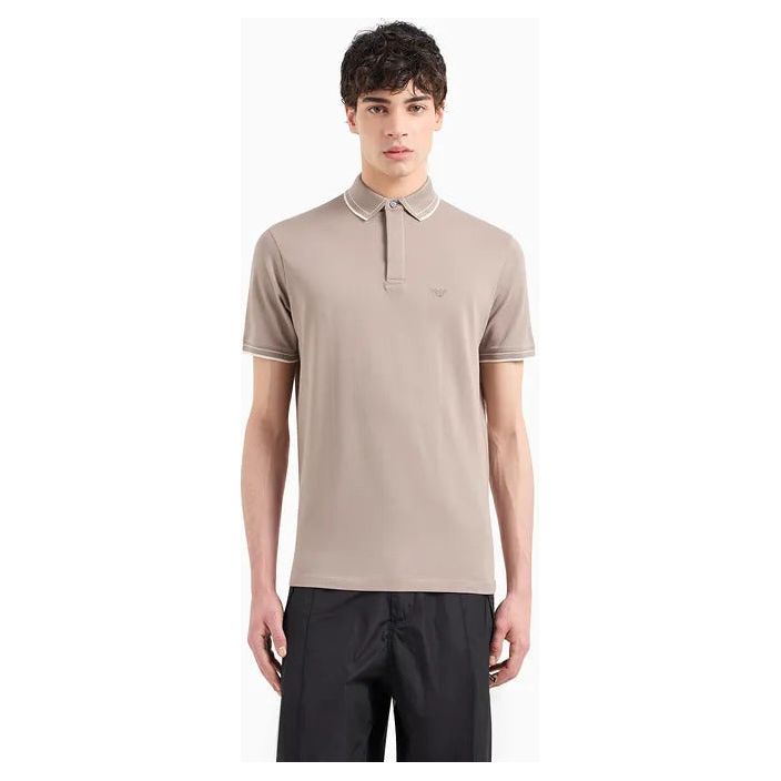 EMPORIO ARMANI MERCERISED PIQUÉ POLO SHIRT WITH MONOCHROMATIC MICRO-EAGLE EMBROIDERY