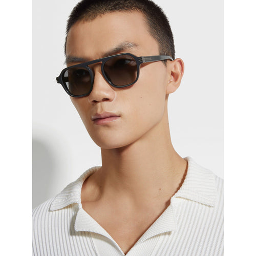 Load image into Gallery viewer, ZEGNA ASPHALT GREY AURORA II ACETATE SUNGLASSES
