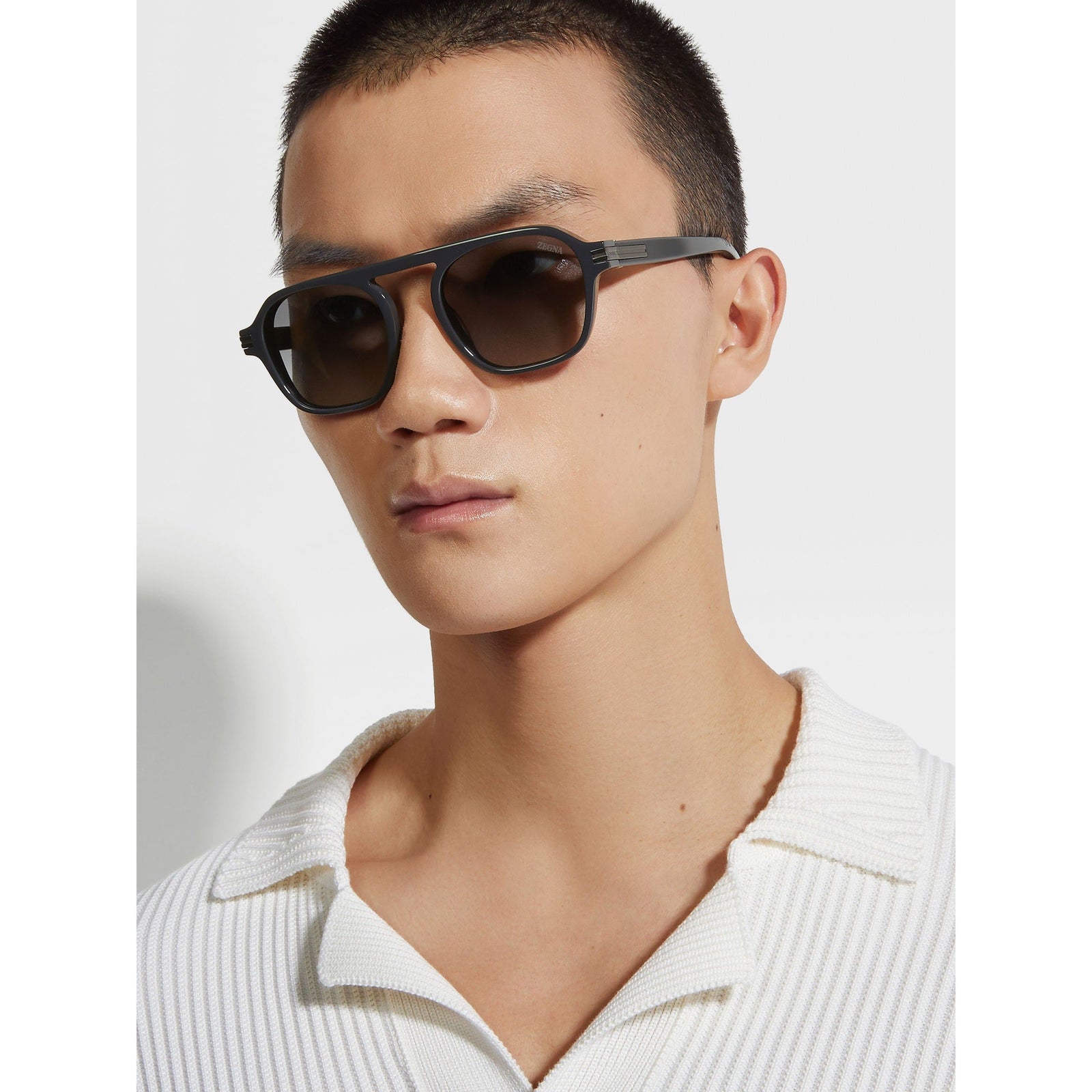 ZEGNA ASPHALT GREY AURORA II ACETATE SUNGLASSES