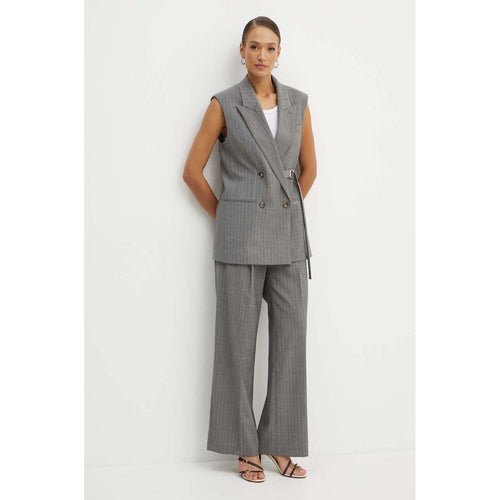 Load image into Gallery viewer, BOSS WOMEN&#39;S GRAY STRIPED WOOL TROUSERS
