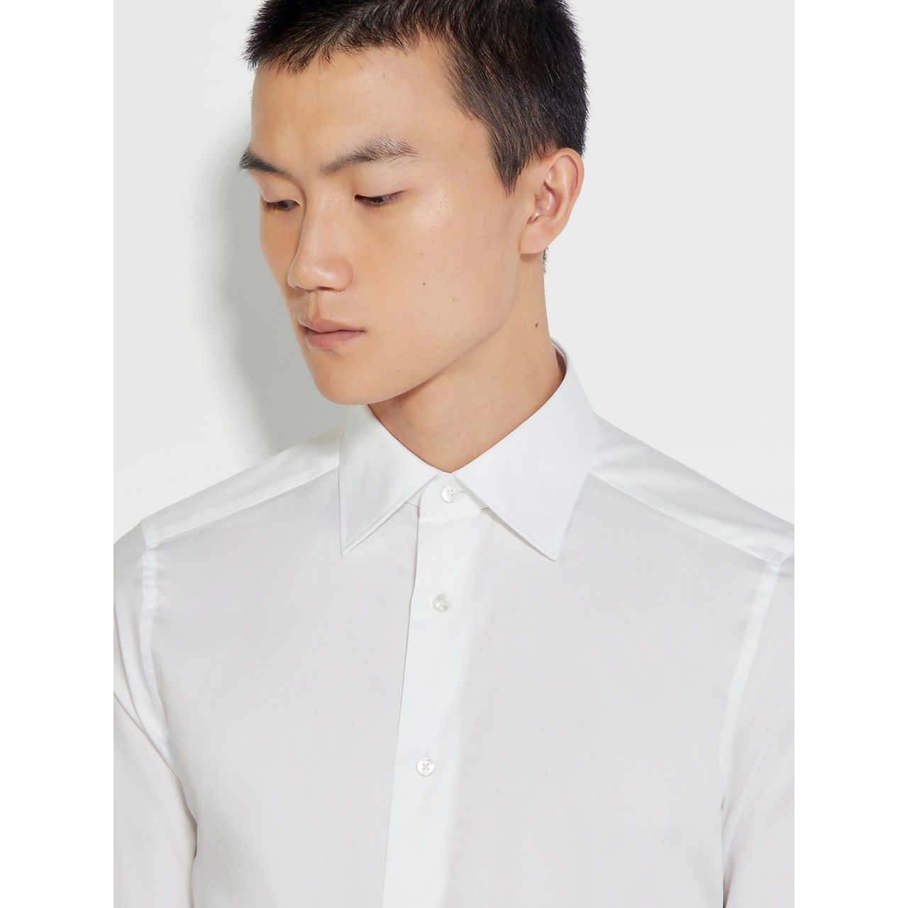 ZEGNA WHITE 100FILI COTTON SHIRT