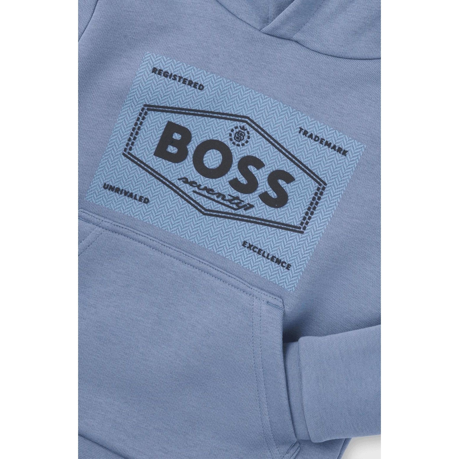 BOSS KIDS' HOODIE IN COTTON-BLEND FLEECE WITH LOGO