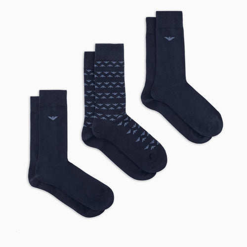 Load image into Gallery viewer, EMPORIO ARMANI Three-pack of socks with jacquard eagle pattern
