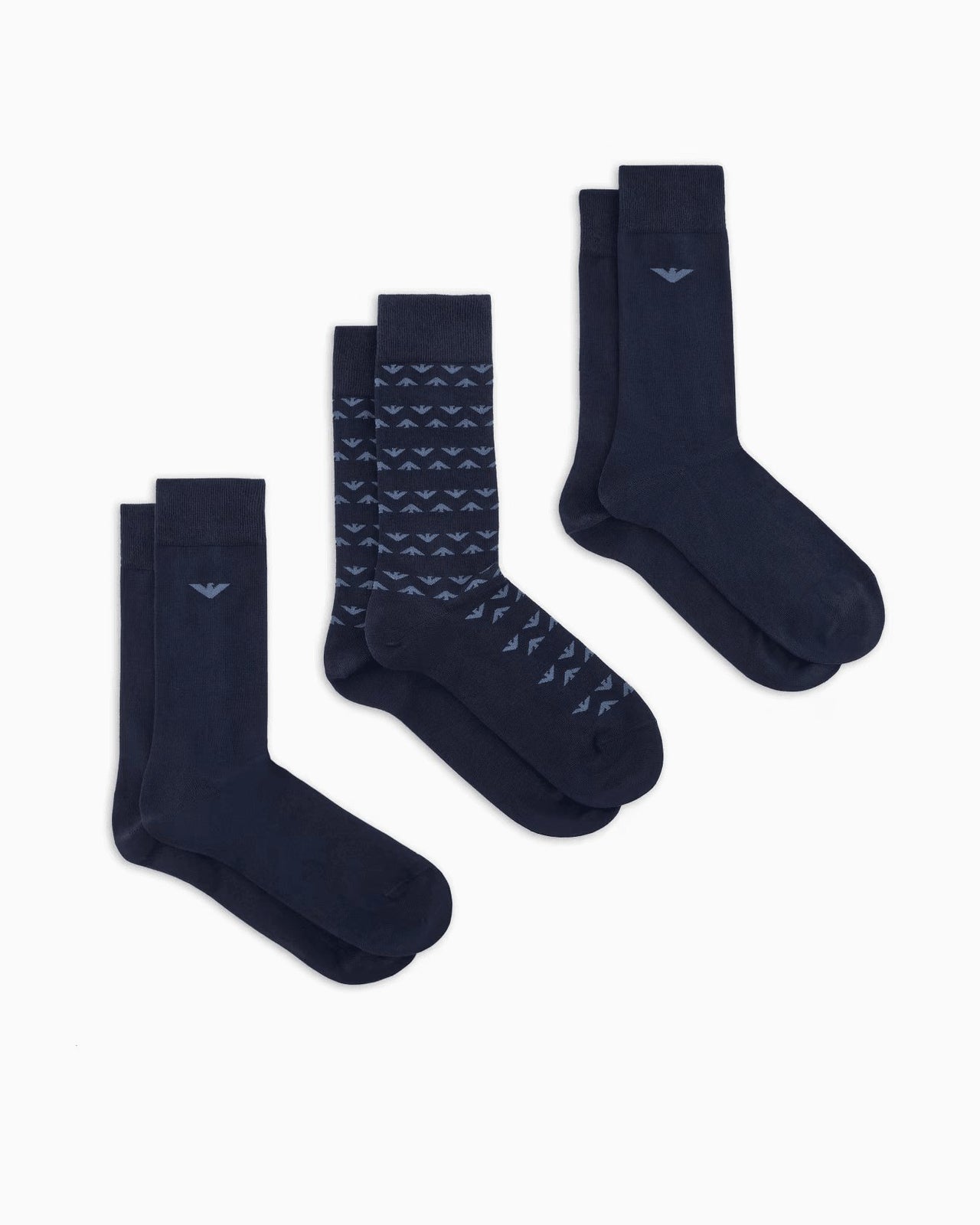 EMPORIO ARMANI Three-pack of socks with jacquard eagle pattern