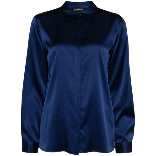 Load image into Gallery viewer, EMPORIO ARMANI long-sleeved silk-blend shirt
