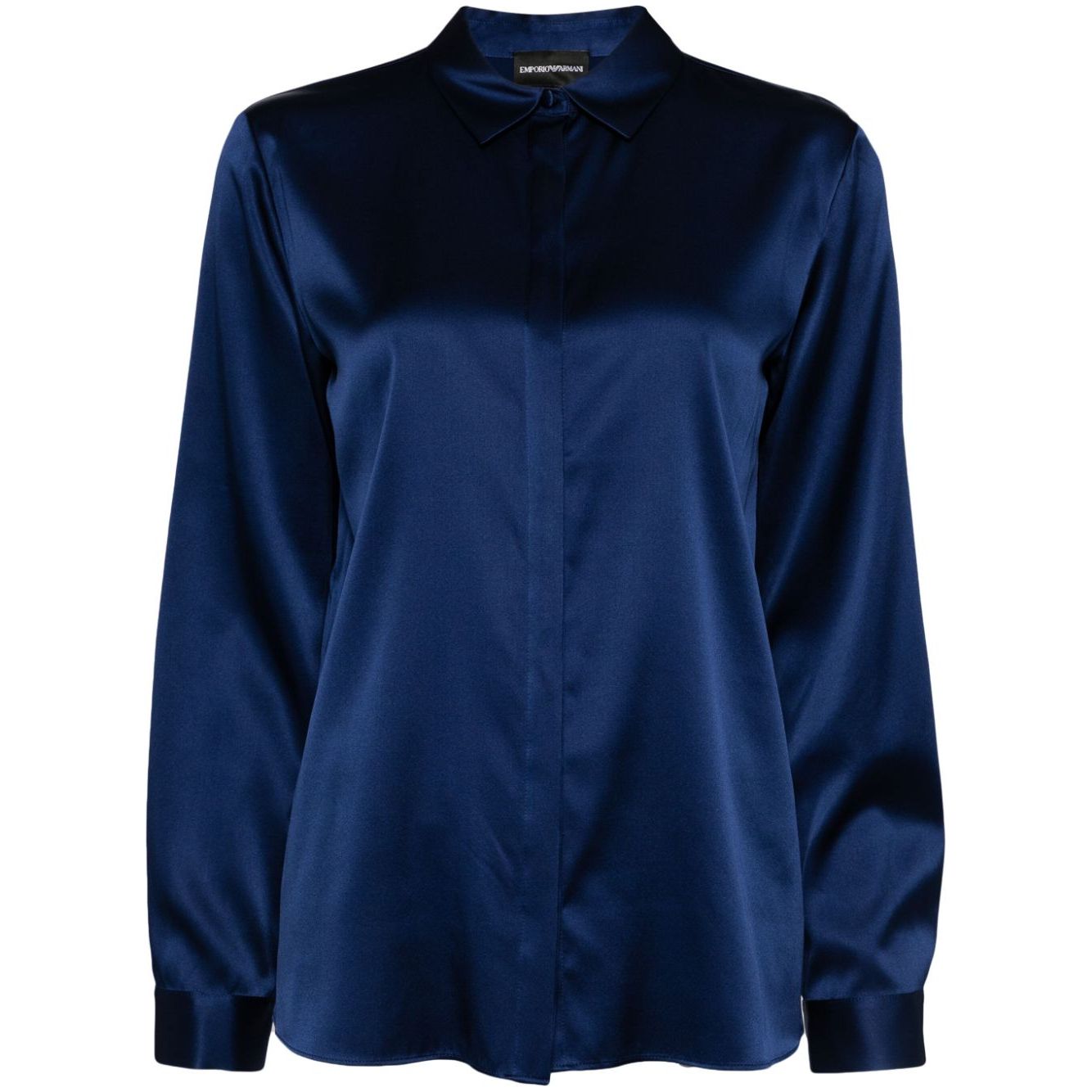 EMPORIO ARMANI long-sleeved silk-blend shirt