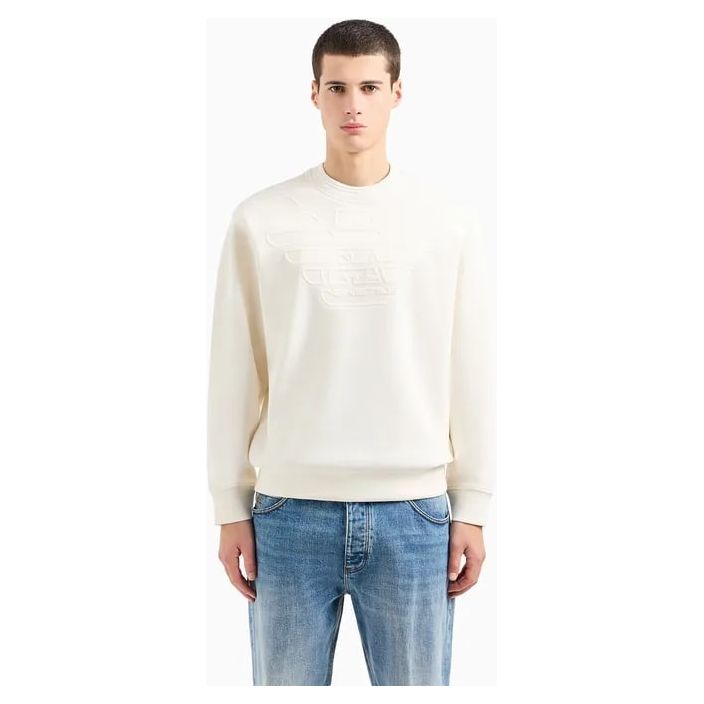 EMPORIO ARMANI DOUBLE-JERSEY SWEATSHIRT WITH EMBOSSED OVERSIZED LOGO