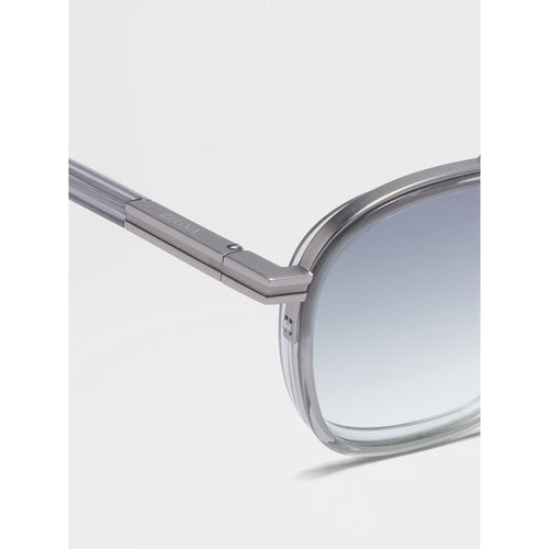 Load image into Gallery viewer, ZEGNA TRANSPARENT LIGHT GREY ORIZZONTE I ACETATE AND METAL SUNGLASSES
