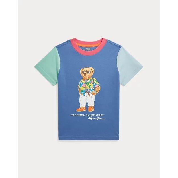 POLO RALPH LAUREN POLO BEAR COLOUR-BLOCKED COTTON T-SHIRT - Yooto