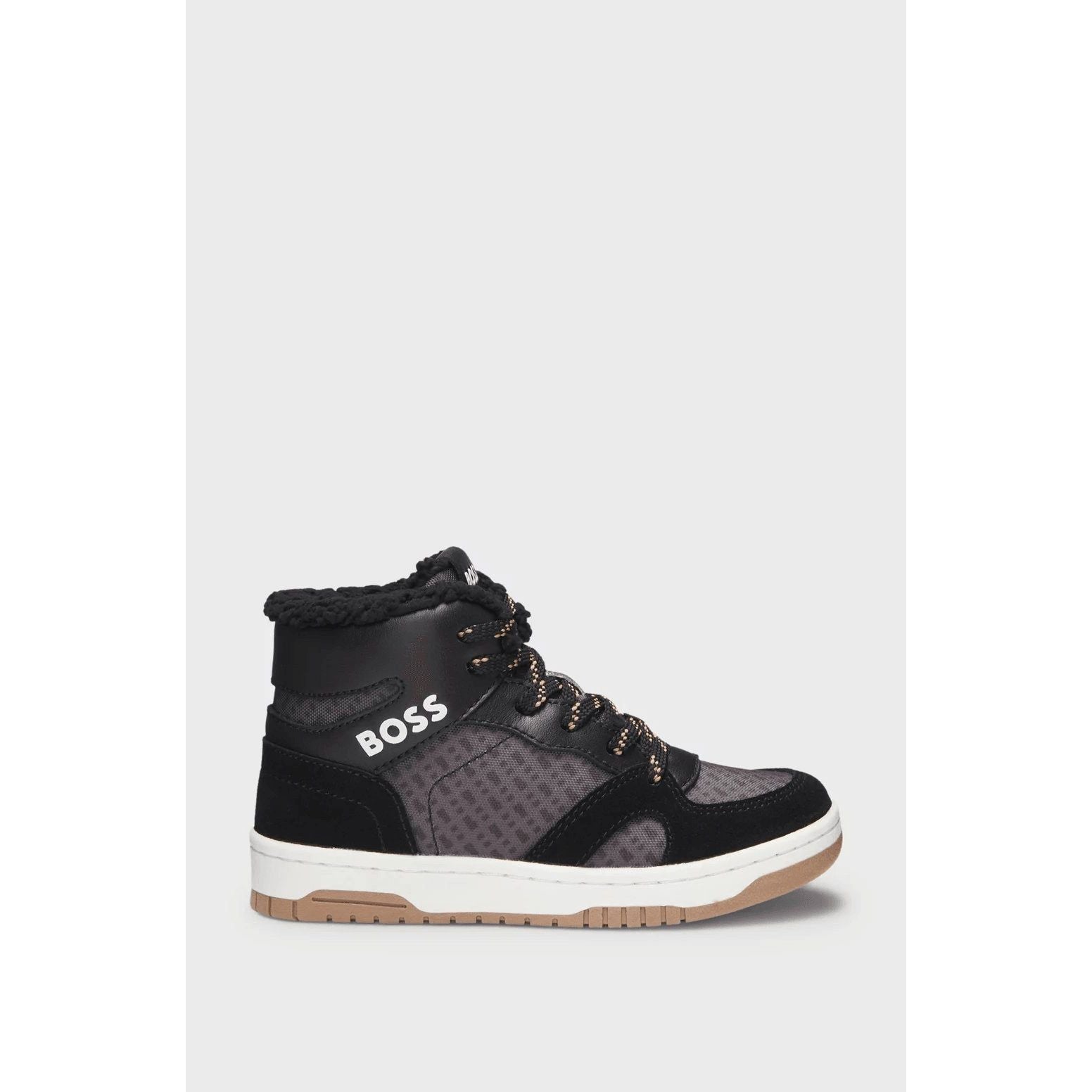 BOSS KIDS' TRAINERS IN MIXED MATERIALS WITH FAUX-SHEARLING LINING