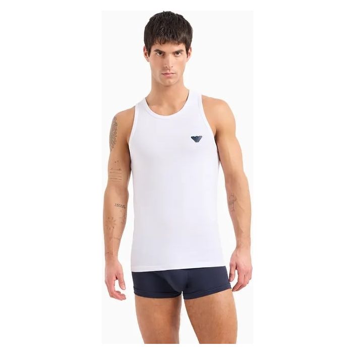 EMPORIO ARMANI ASV SHINY LOGO BAND ORGANIC-COTTON LOUNGEWEAR TANK TOP